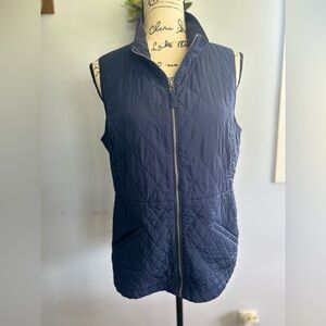 Talbots vest quilted navy nautical coastal fully‎ zip